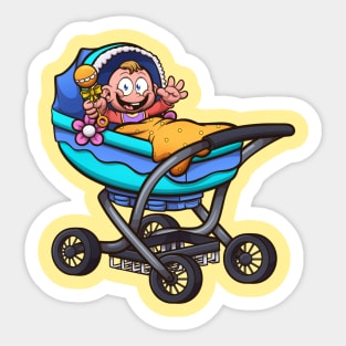 Cartoon Baby In Carriage Sticker